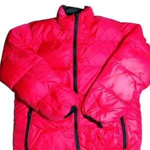 Lands' End Down Puffer Jacket Women's‎ Size S Red Olive Reversible Coat